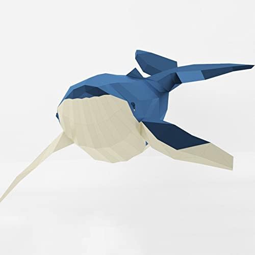 WLL-DP Modelo de baleia azul Diy Modelo de papel geométrico Troféu de papel criativo escultura 3D Decoração caseira de quebra-cabeça