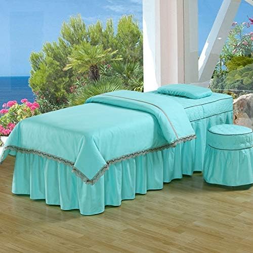 Capa de cama de beleza de renda de algodão, luxuosos conjuntos de folhas de mesa de massagem de 4 peças colchas de