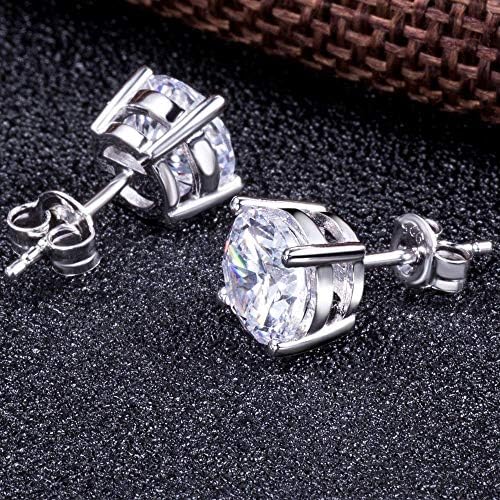 Jiahanzb 18k Branco de Diamond de Diamante CZ Branco Branco de 18k 925 Prata esterlina Prata cúbica zirconia Brincos de pântano