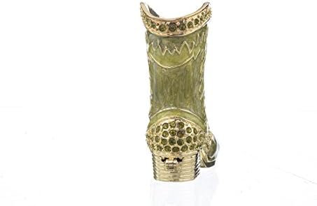 Bota de bugiganga de sapato de mosquetário verde decorado com cristais swarovski original de escritório artesanal decoração