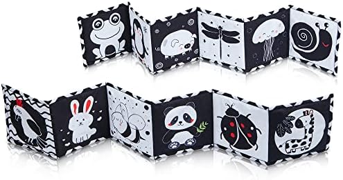 Prestige Playtime Black and White Book para bebês - brinquedos de bebê de alto contraste para visão, desenvolvimento de coordenação