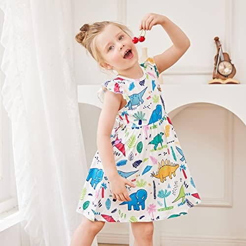 Patpat Toddler Baby Girl Dress Crianças Vestidos de Garotas Meninas Comfy Ruffle Manga Dinosaur Sandress Sundress