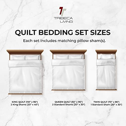 Tribeca Living Velvet King Quilt, conjunto de roupas de cama de favo de mel de três peças inclui uma colcha de grandes