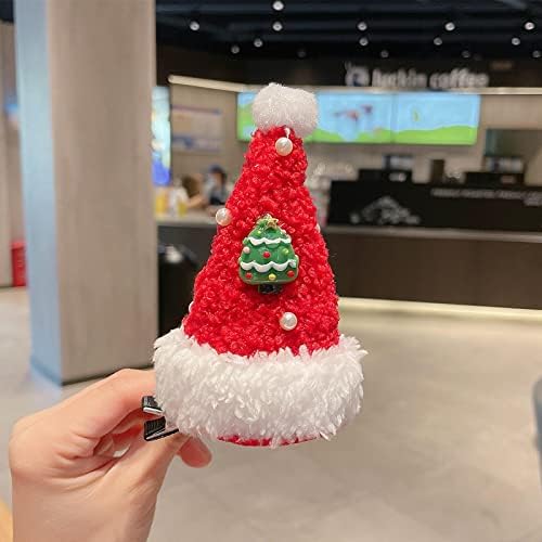 Idhya Christmas Ornamentos de Natal Antlers de pelúcia clipe de pato fada fofa tiara santa chapéu top clipe bang clipe pêlo