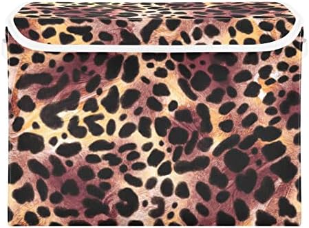 KRAFIG Abstract Animal Leopard Caixa de armazenamento dobrável Cobertizador de cubos grandes Cestos de recipientes com
