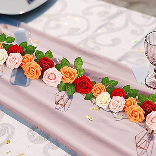 50 PCS folhas verdes artificiais vegetação de seda voluntária folhas de flores de rosa falsas para buquês de casamento diy proposit