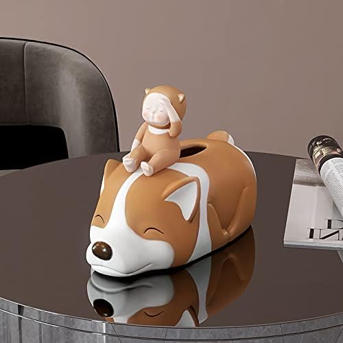 Caixa criativa da caixa de lenços de papel de desenho animado Corgi Suporte de tecido para mesa de jantar mesa de café Caixas