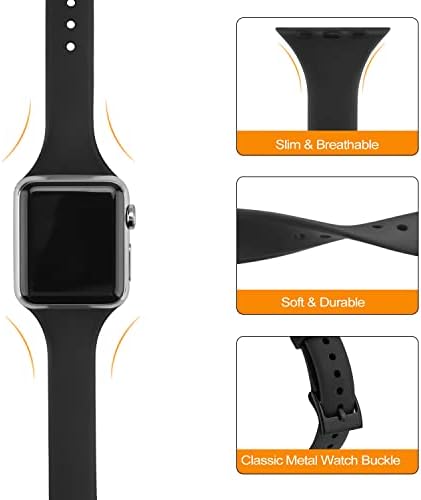 Ieoviee silicone bandas estreitas compatíveis com a banda Apple Watch 41mm 45mm 38mm 40mm 42mm 44mm, pulseira macia de pulseira