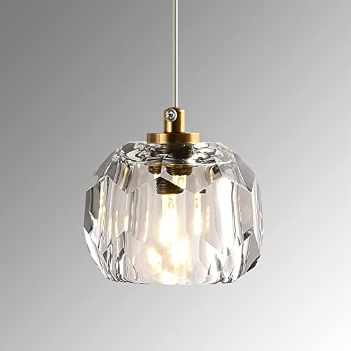 Luz de cristal pendente de corte de 1 luz de Yaskina, 3W LED LEITE PENENTE PENENTE MODERNO CLARO, PRISM MINI CRISTAL TETENHO