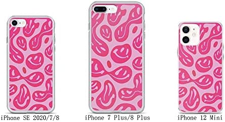 Caso de telefone de logotão rosa quente rosa derretido Smiley rosto psicodélico Compatível com iPhone 13 Soft Soft Soft TPU Silicone