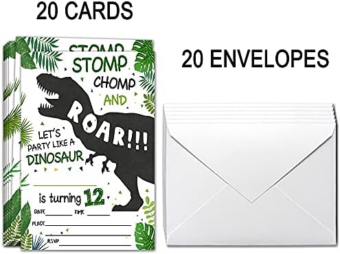 UKEBOBO 12º convites para festas de aniversário com envelopes-convites para festas de aniversário de dinossauros,