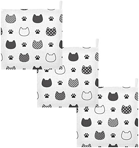 vvfelixl pano de lavagem de bebê algodão gato padrão pata cabeça gatinho pegada polka dot baby musselina panos de panos macios