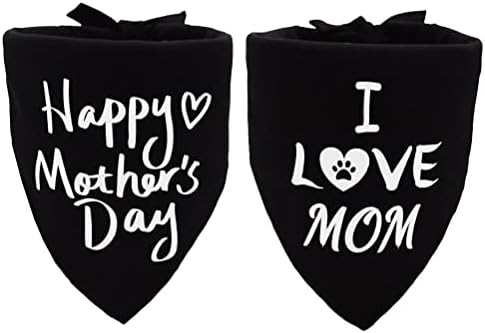 2 pacote de pacote do dia das mães Bandana I Love Mom Dog Triangle Bibs Feliz Dia das Mães Acessórios para Lenço de