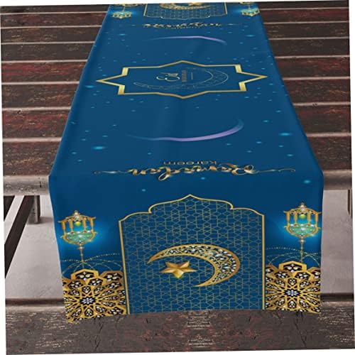 Kuyyfds Ramadan Table Runner, decorações do Ramadã Decorações de mesa de mesa de Mubarak, Mesquita Ramadã Lanterna Islâmica