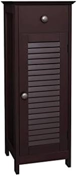 N/A Armário de armazenamento de piso do banheiro com gavetas e porta de obturador único armário de piso vertical marrom