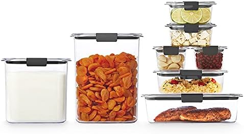 Recipientes de armazenamento de alimentos brilho de 16 peças Rubbermaid com tampas para despensa, almoço, preparação para refeições