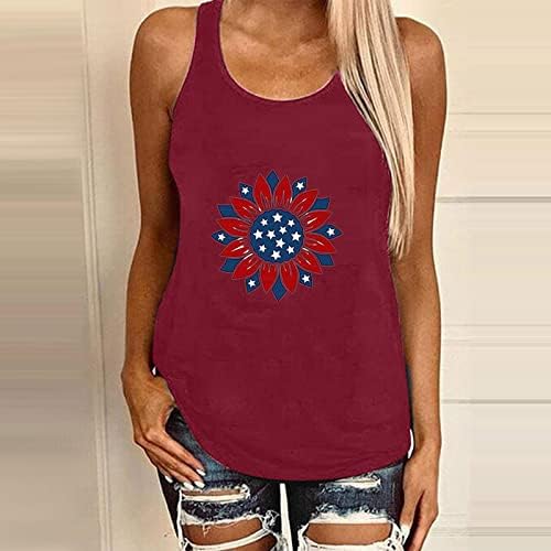 Tampas de tanques gráficos para feminino American Star Star Patriotic Summer Summer Casual Camiseta Loja Sem mangas