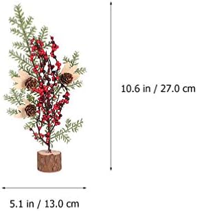 AMOSFUN DECORAÇÃO DE MESA DE MINI MINI MINIRNAMENTO DE COMBLETA DE CRASSA MINI Árvore de Natal com base de madeira Decoração