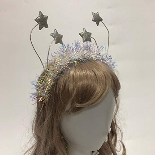 AMOSFUN 2PCS STAR BOPPER BOPPER GLITTER GLITTER GLITTEL Hair Hair Hair Hair Band Ano Novo Eve Party Headwear Prop para Carnival