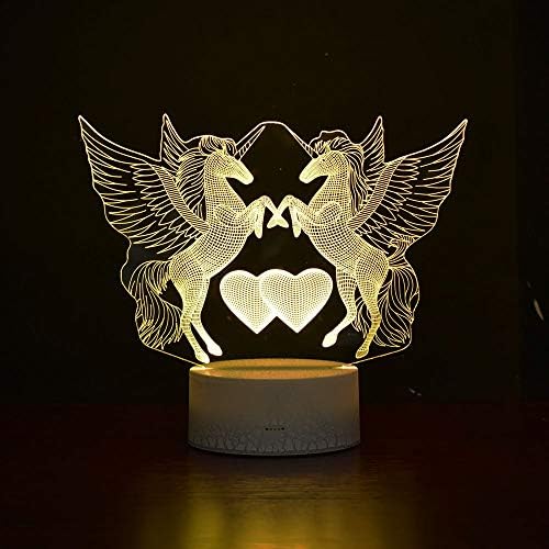 Yiliuba Unicorn 3d Night Light for Kids Desk Lamp Decoração de casa 7 Cores Alterando o botão de toque usb Power LED LED