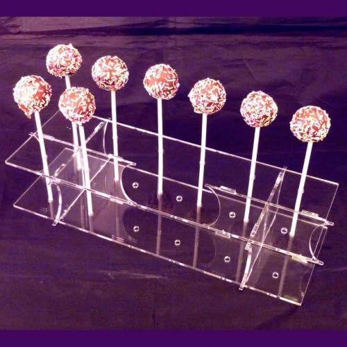 Criações super legais retângulo de bolo de acrílico transparente Stands de 31 cm x 13 cm - 12 buracos, 6,5 cm de altura