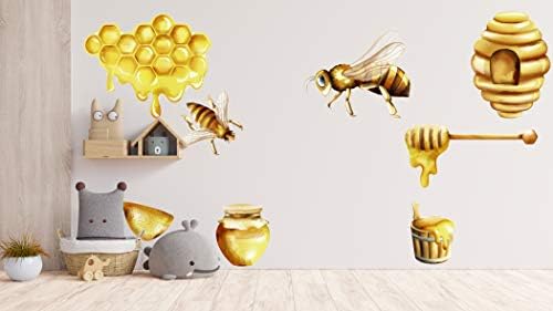 Decalque de parede de abelha, adesivo de decoração de abelha fofa, adesivo de parede de berçário de abelhas, decoração de