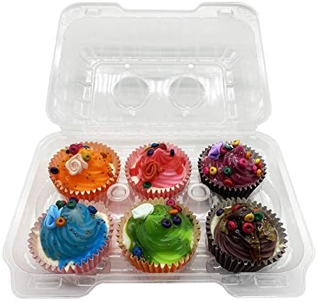 Recipientes de cupcakes transparentes, 12pc Caixas de cupcakes de cúpula de cúpula alta de 12pc 6 cupcakes de cupcake recipientes