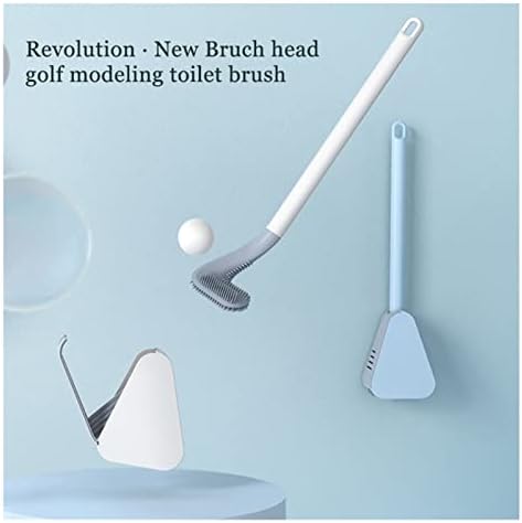 Escova de escova de vaso sanitário e escova de limpeza montada na parede, cabeça flexível para limpar o banheiro