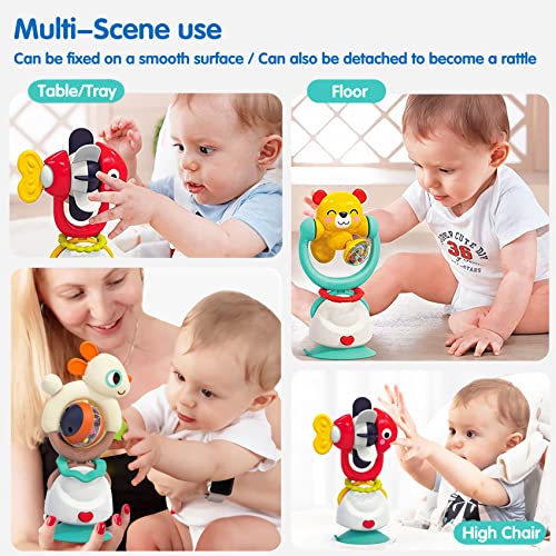 Choiqua Baby Rattle Toy 2 em 1 brinquedo de cadeira de alta com a sucção, Desenvolvimento Sensorial Criando Bandeja