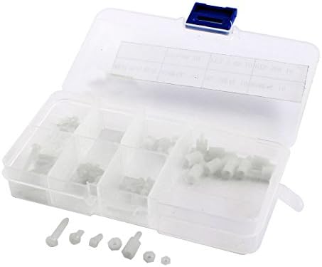 Aexit 80pcs unhas brancas, parafusos e prendedores de nylon porcas hexáticas + parafuso de cabeça Phillips + Conjunto de suporte