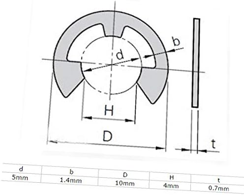 X-Dree 5mm Interior DIA 304 Aço inoxidável Ringos de aço Snap anel E-CLIPS E E-CLIPS 100 PCS (5 mM Diámetro Interior