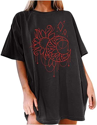 Camas de camisetas de tamanho grande redondo para mulheres caem as camisas de verão casuais soltas camisetas gráficas