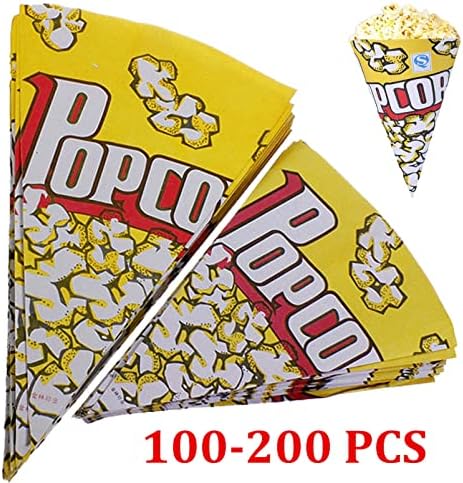 JoJofuny Candy Bulk Candy Sacos de papel de pipoca de 100pcs com dicas cônicas sacos de tratamento de papel para