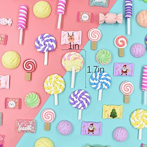 60pcs Slime Charms mixed kawaii fofo charms de resina ， Candy Resin Charms Flatback Slime Beds Fazendo suprimentos para