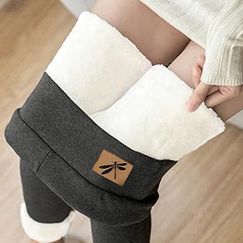 Calças de vestido de estriado Ethkia para mulheres Womens Winter Casual Cor Solid Leggings Elastic High Casist Térmica Cappris Workout