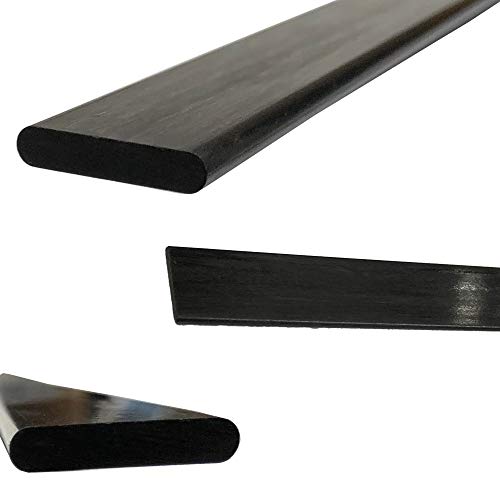 Karbxon - hastes de fibra de carbono plano - 1mm x 4 mm x 1000 mm - haste sólida plana pultrudada - acabamento fosco preto -