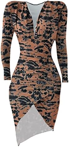 Vestido de suéter Nokmopo Womens Wrap V pescoço de manga longa embrulhada divisão