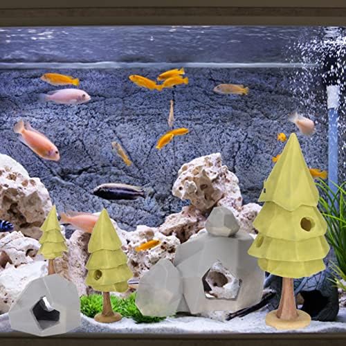 Decoração de tanques de peixes, resina bela e atraente decoração de pedra de peixe natural com buraco para aquário