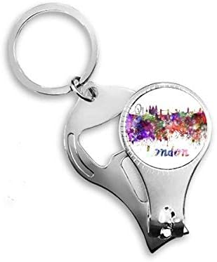 London Britain City Watercolor Nipper Ring Ring Key Chain Bottle Abridor de garrafa Clipper