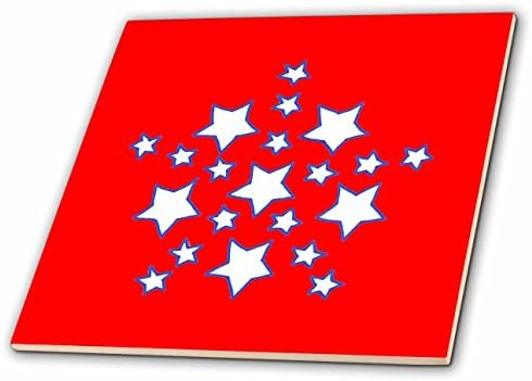3drose ct_24499_1 formato de estrela de estrelas azuis e brancas no azulejo de cerâmica vermelha, 4 polegadas