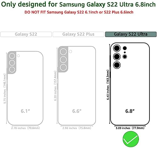 Lameku Caso para Samsung Galaxy S22 Ultra, estojo de couro com carteira com suporte para cartão de crédito, kickstand de anel de