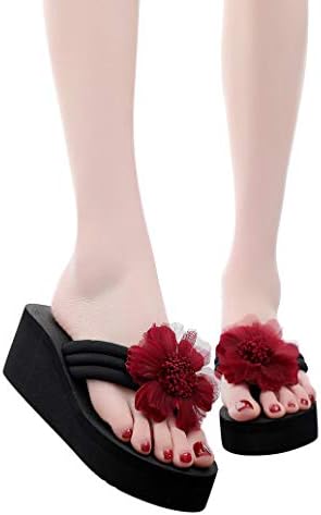 Photno ❤❤ Mulheres senhoras meninas Flor Wedge Saltos altos chinelos de lazer Anti Skid deslize em sandálias Summer Summer