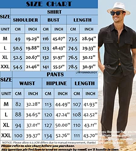 Camisas de linho homens conjuntos de 2 peças de roupas casuais camisa de manga curta calça solta fatos de praia de verão conjunto