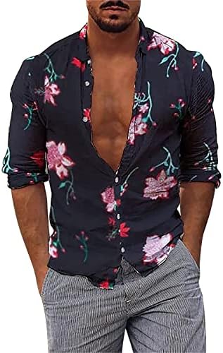 2023 Novas camisas florais havaianas masculinas Button Down Down Tropical Holiday Beach Conhas de verão Men mais velhas Tops