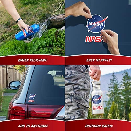 Decalques da NASA - Conjunto de 2 adesivos da NASA para veículos, copo, laptop, garrafa de água - adesivo oficial de logotipo