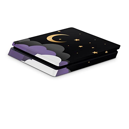 Zoomhitskins PS4 Slim Skin, compatível para PlayStation 4 Slim, Moon Black Purple Gold Kawaii Anime Cloud Star fofo, 1 ps4 Slim