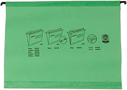 Arquivo de suspensão reforçado de Esselte Classic, A4, pacote de 25, guias incluídas, verde, 90318