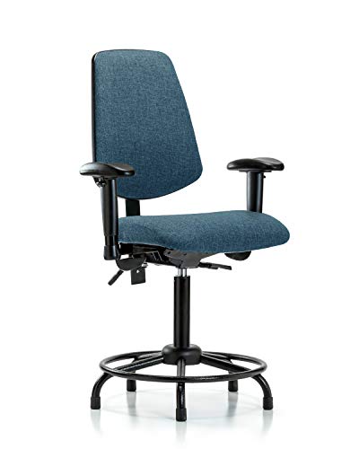 Labtech Seating LT42394 Cadeira de bancada média, tecido, base de tubo redondo de traseira média -braços, planícios, azul