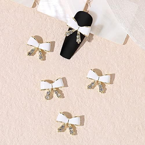 5pcs/conjunto Bowknots Decorações de arte brancas Brancas preços pregos jóias unhas brew unha shinestones insy style manicure acessórios