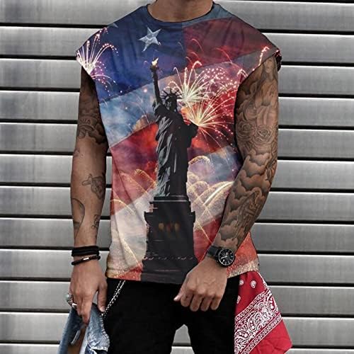 BMISEGM Summer Men Shirts Independence Day 3D Sweater Men Sweater Top Top Casual Sports Top Top pacote de camisetas